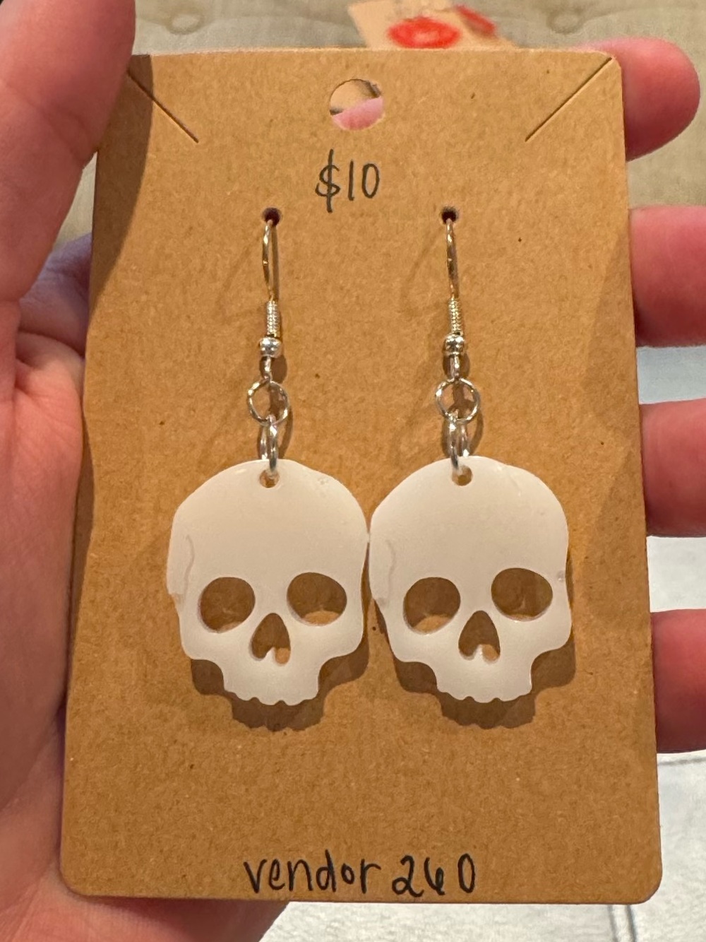 Skull Drop Earrings in White - NWT HANDMADE